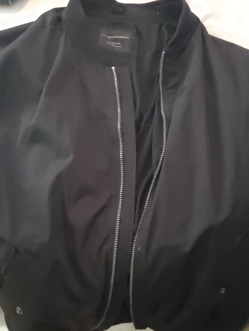 No Boundaries Black Bomber Jacket with Silver Zip Detail